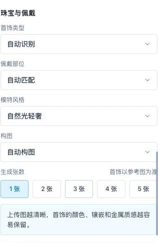 首饰模特图的类型、佩戴部位、风格和构图设置